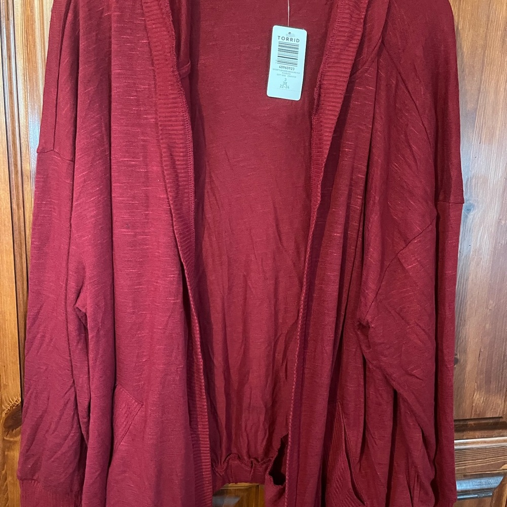 Torrid Deep Red Open Front Cardigan